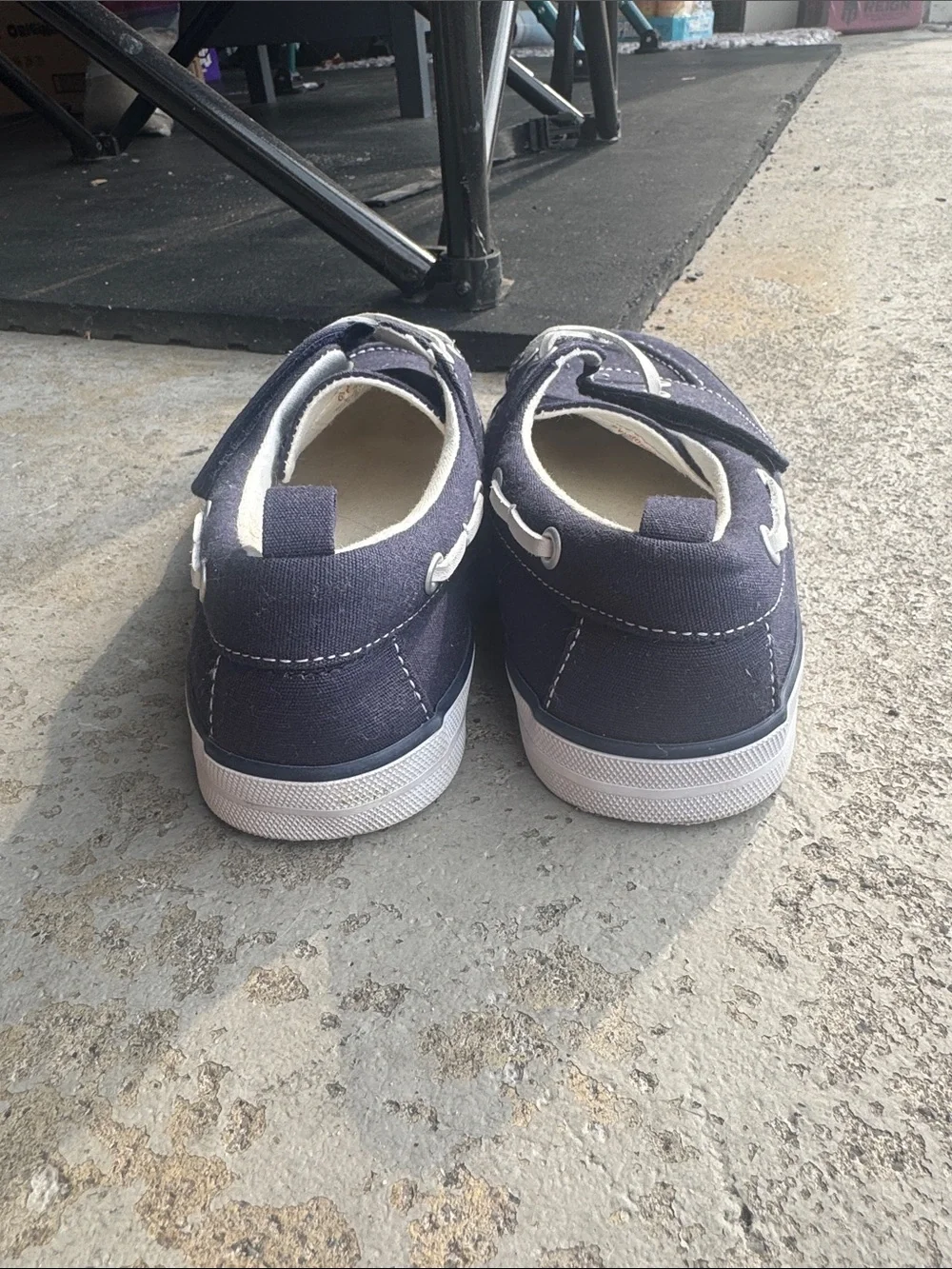 Kids Navy Canvas Boat Shoes with White Laces